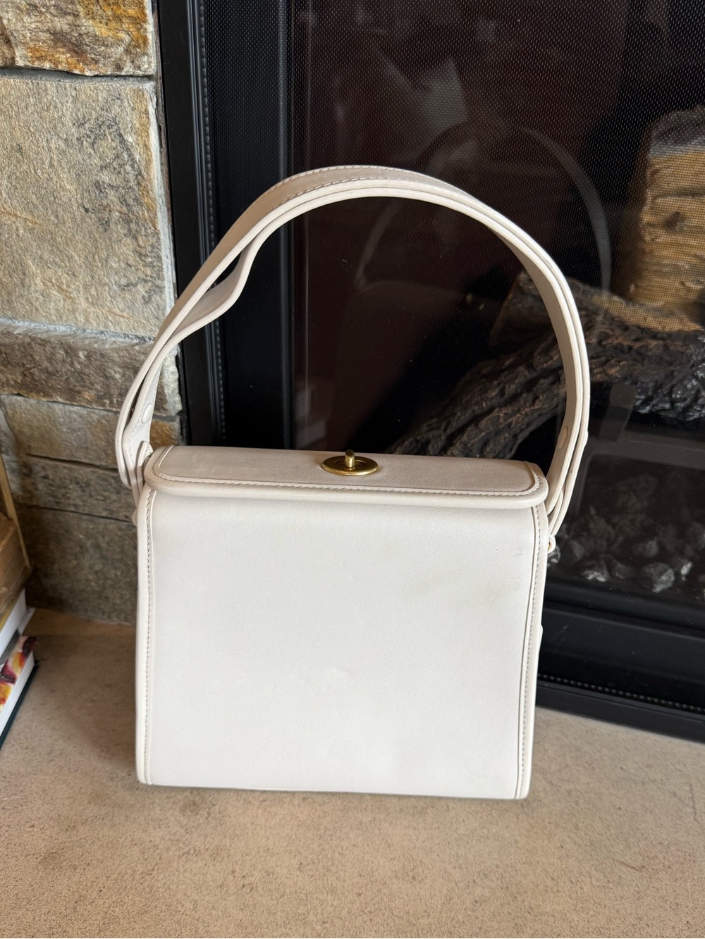 Coach White Structured Top-Handle Shoulder Bag